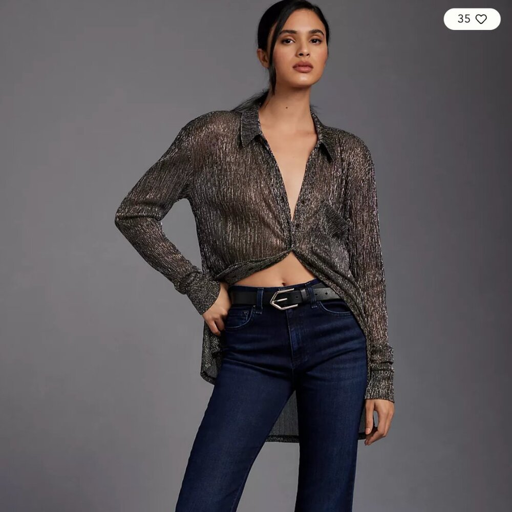Anthropologie Pilcro Sparkly Button Up Sz XS